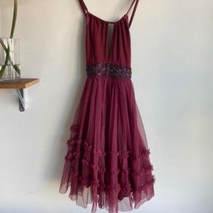 Free People Burgundy Emblished Party Dress